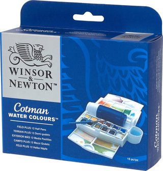 Winsor &amp; Newton Cotman Field Plus Aquarelset 12 napjes