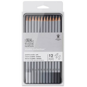 Winsor &amp; Newton Studio Collection 12 Graphite Soft Pencil Set