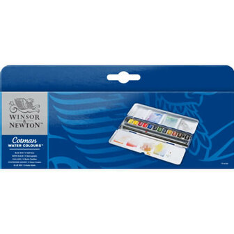 Winsor &amp; Newton Cotman Blue Box 12 napjes Aquarelset