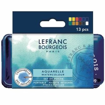 Lefranc &amp; Bourgeois Metal Pocket Box Aquarelset 12 napjes