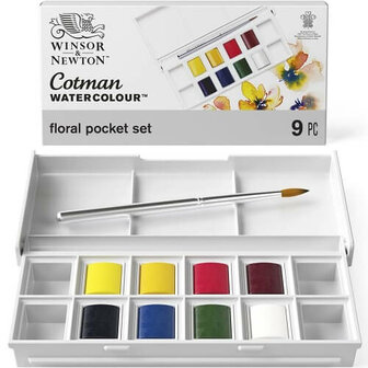 Winsor &amp; Newton Cotman Floral Pocket Box Aquarelset 8 napjes