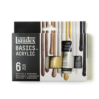 Liquitex Basics Acrylic Colour Set 6x22ML Metallics Iridescents