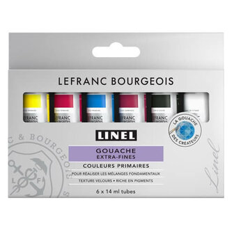 Lefranc &amp; Bourgeois Linel Gouache Extra Fine Primary Colors Set 6x14ml
