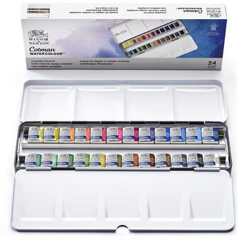 Winsor &amp; Newton Cotman Metal Sketching Box Aquarelset 24 halve napjes 2
