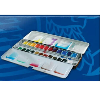 Winsor &amp; Newton Cotman Metal Sketching Box Aquarelset 24 halve napjes 4