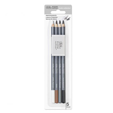 Winsor & Newton Sketching Pencil Set 5 Eraser Blister 2