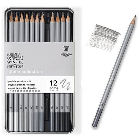 Winsor & Newton Studio Collection 12 Graphite Soft Pencil Set 3