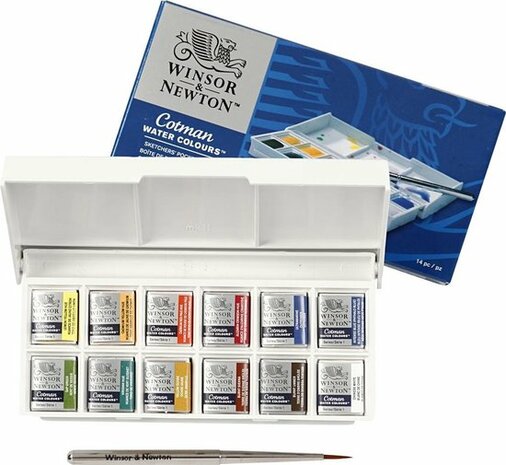 Winsor & Newton Cotman Sketchers Pocket Box Aquarelset 12 napjes