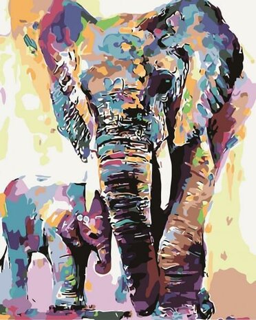 Paint By Number Set Elephants 40x50cm