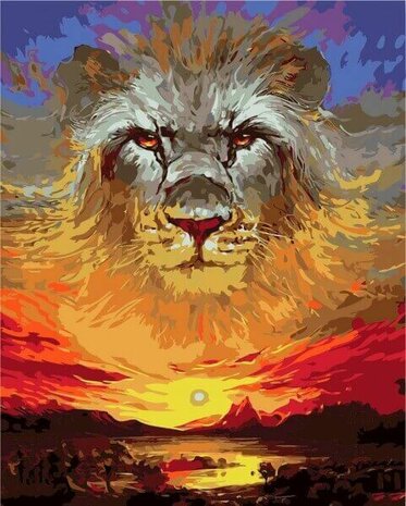 Paint By Number Set Lion Sunset 40x50cm