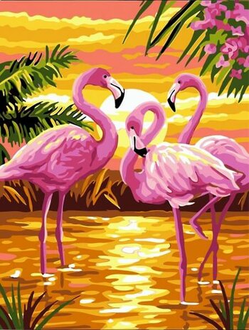 Paint By Number Set Flamingos 40x50cm