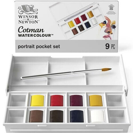 Winsor & Newton Cotman Portrait Pocket Box Aquarelset 8 napjes