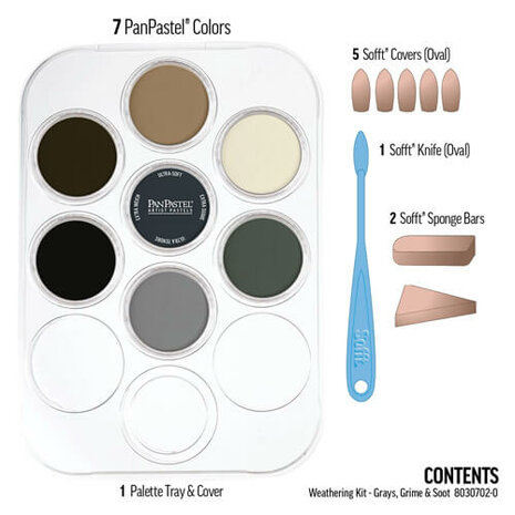PanPastel Weathering Set 2 Grays Grimes Soot 7 Pans A
