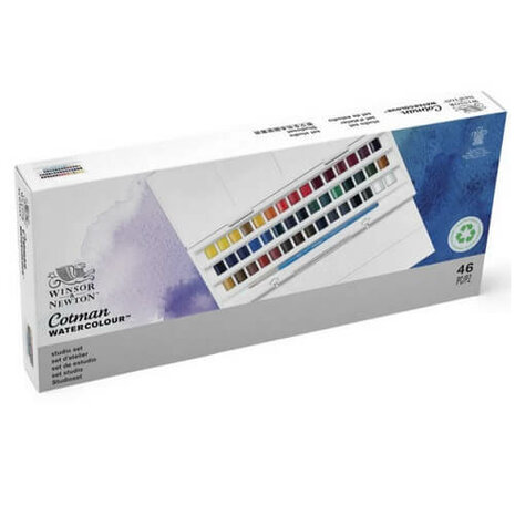 Winsor & Newton Cotman Studio Aquarelset 45 halve napjes