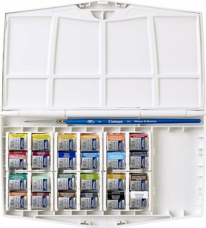 Winsor & Newton Cotman Painting Plus Aquarelset 24 halve napjes 3