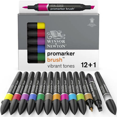 Winsor & Newton Promarker Brush Set Vibrant Tones 13pcs