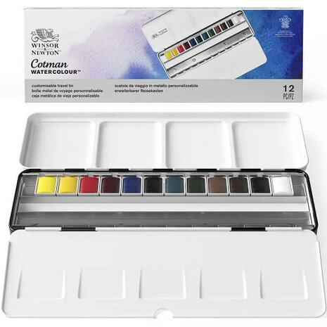 Winsor & Newton Cotman Blue Box 12 napjes Aquarelset 2